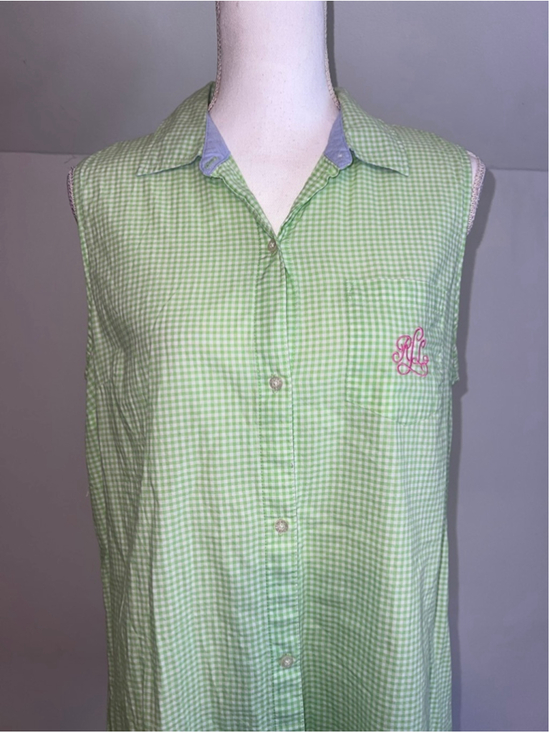 LAUREN Ralph Lauren Tops - LAUREN Ralph Lauren Gingham Sleeveless Button Down Shirt L Green